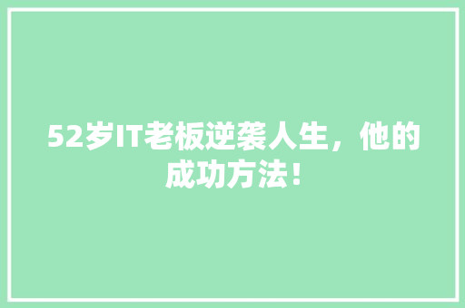 52岁IT老板逆袭人生，他的成功方法！ 网站建设