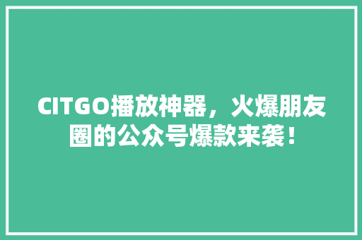 CITGO播放神器，火爆朋友圈的公众号爆款来袭！