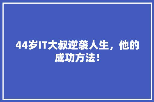 44岁IT大叔逆袭人生，他的成功方法！