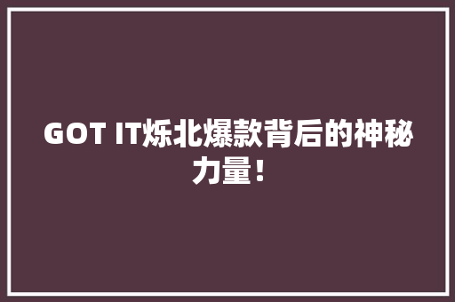 GOT IT烁北爆款背后的神秘力量！ 商务信函