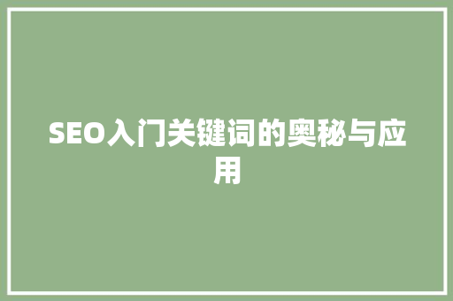SEO入门关键词的奥秘与应用