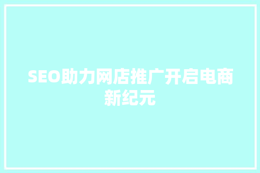 SEO助力网店推广开启电商新纪元