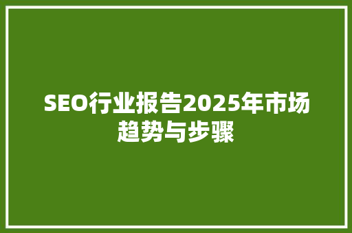 SEO行业报告2025年市场趋势与步骤