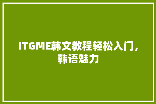 ITGME韩文教程轻松入门，韩语魅力 项目报告