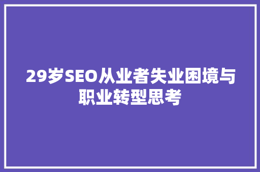29岁SEO从业者失业困境与职业转型思考