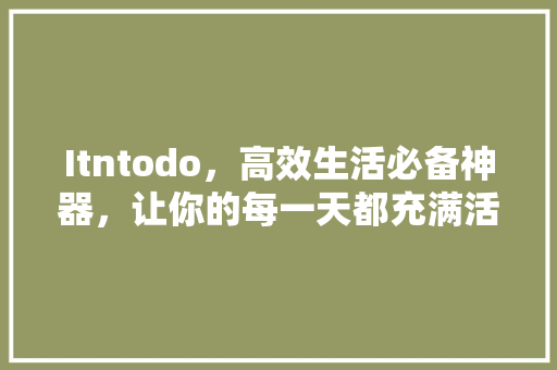 Itntodo，高效生活必备神器，让你的每一天都充满活力！