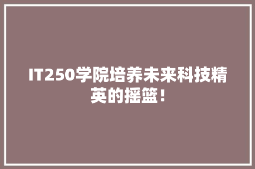 IT250学院培养未来科技精英的摇篮！