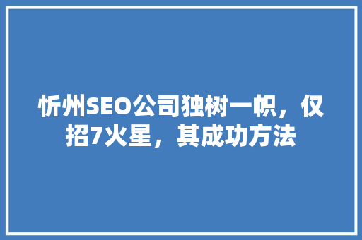 忻州SEO公司独树一帜，仅招7火星，其成功方法